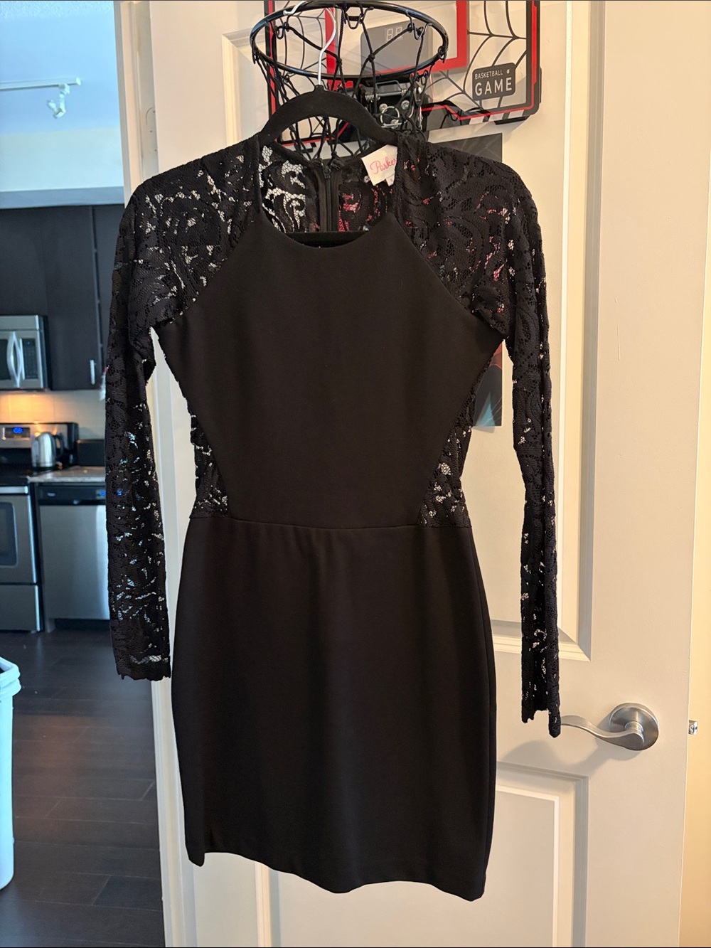Parker Black Long Sleeve Lace Sheath Dress
